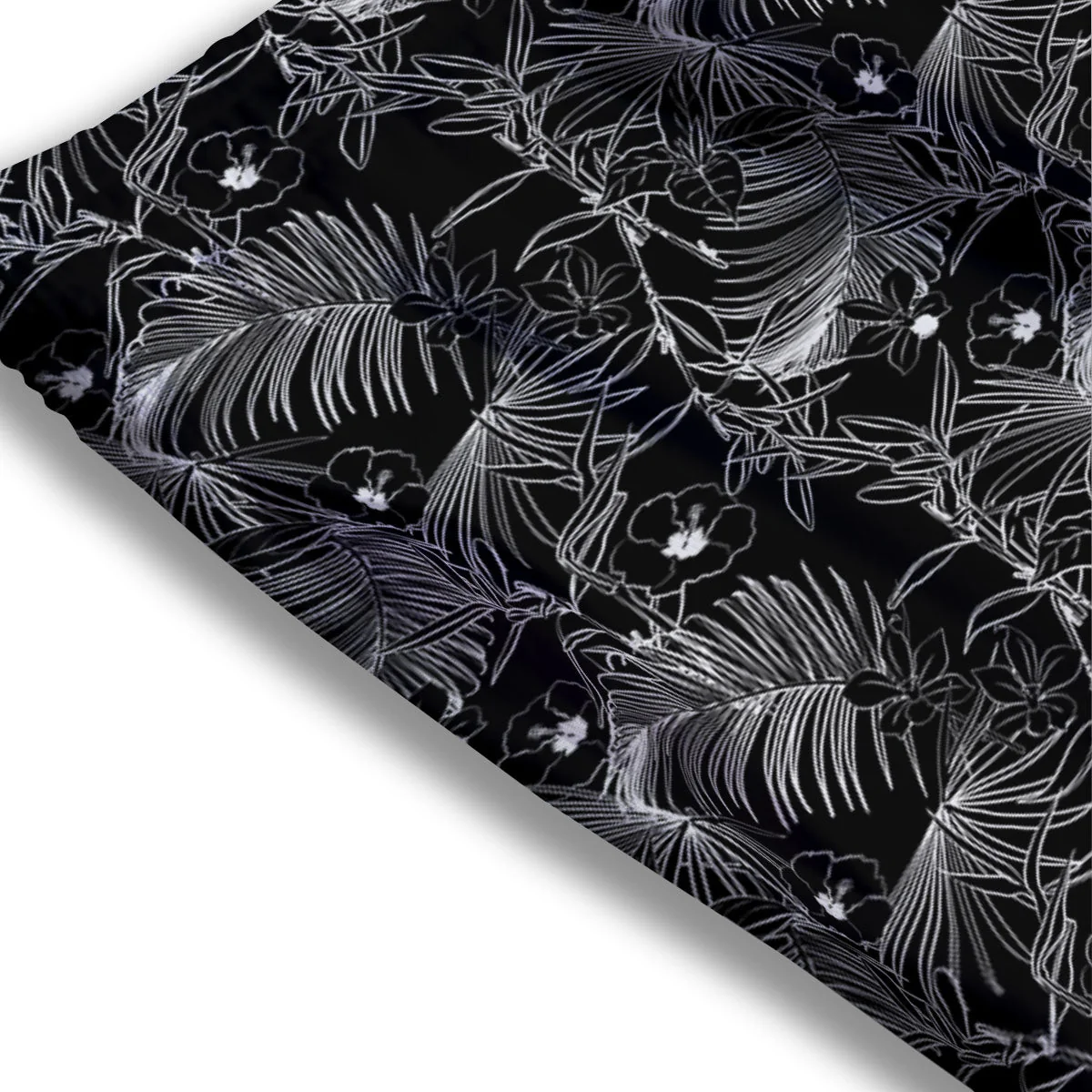 Hawaiian Black Tropical Print Pattern Mesh Shorts - Image 3