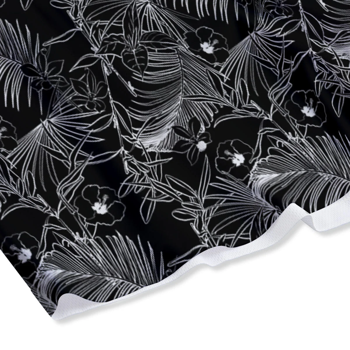 Hawaiian Black Tropical Print Pattern Mesh Shorts - Image 4