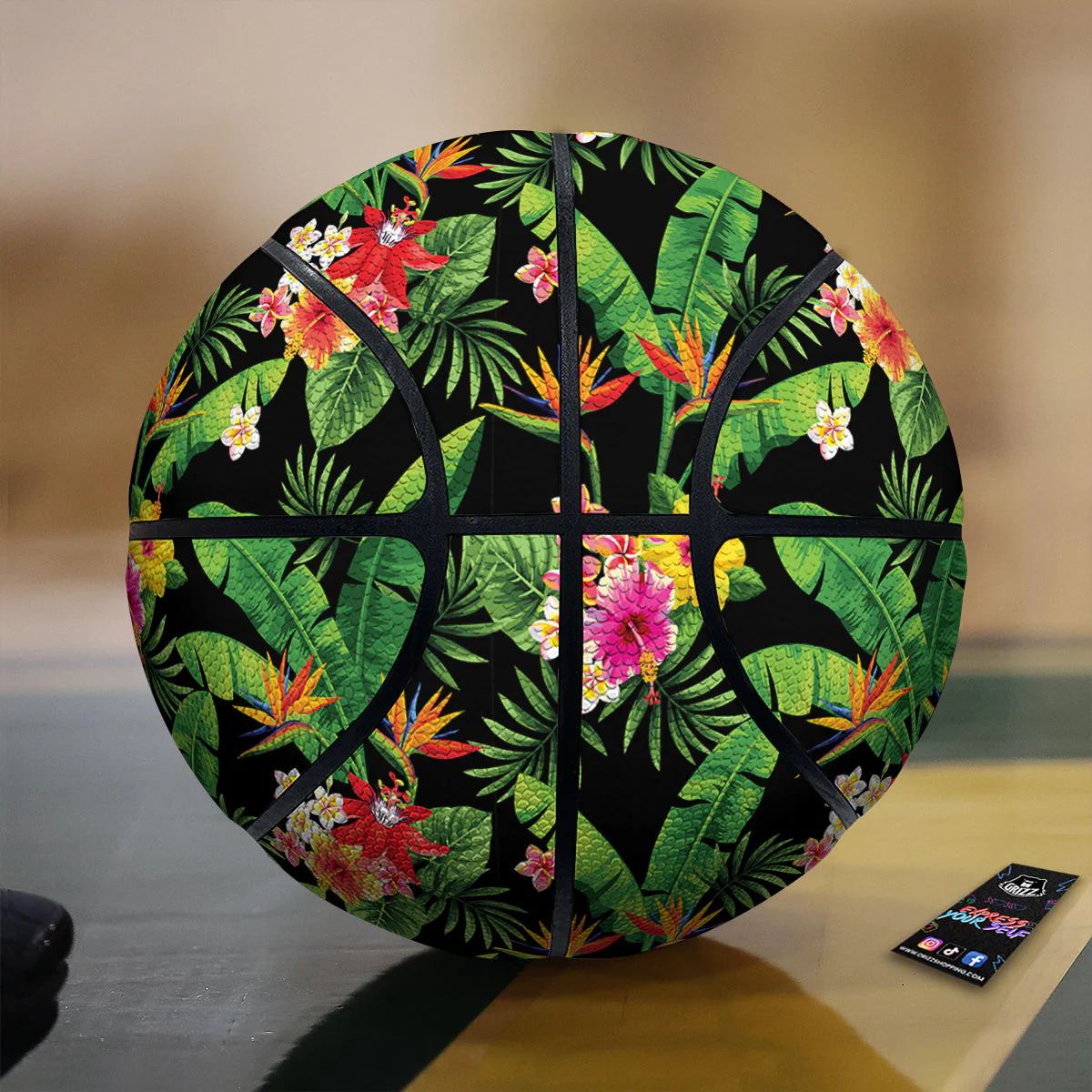 Hawaiian Flower And Tropical Leaf Print Pattern Basketball