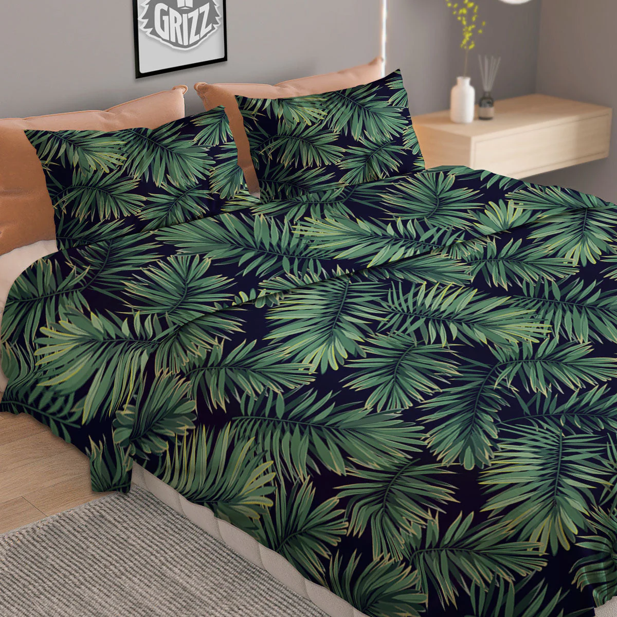Hawaiian Leaves Tropical Print Pattern Duvet Cover Bedding Set - Image 2