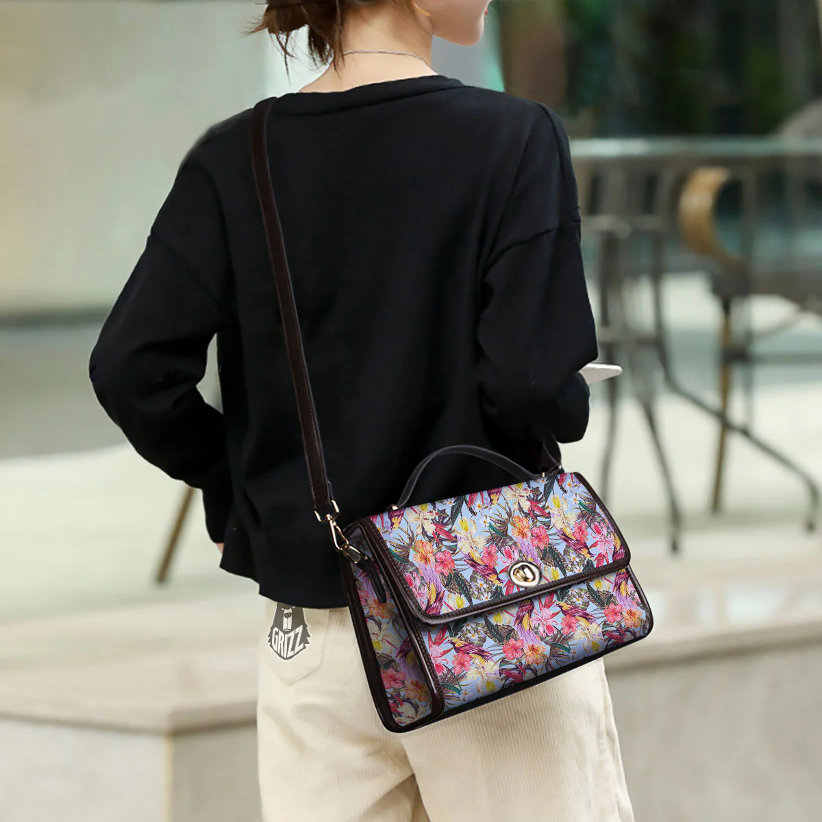 Hawaiian Pink Hibiscus Print Pattern Women's Satchel Bag - Image 3