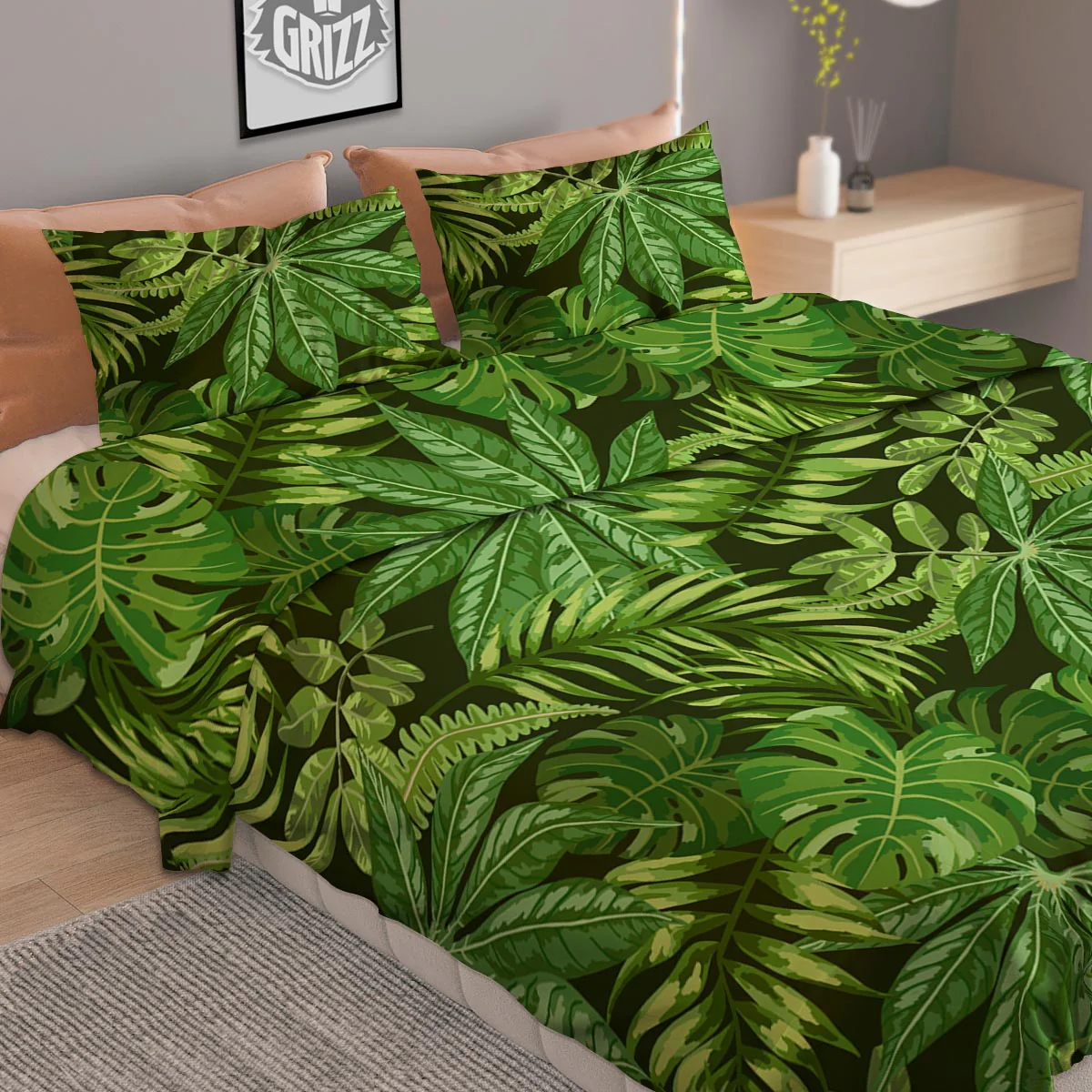 Hawaiian Summer Leaves Print Pattern Duvet Cover Bedding Set - Image 2