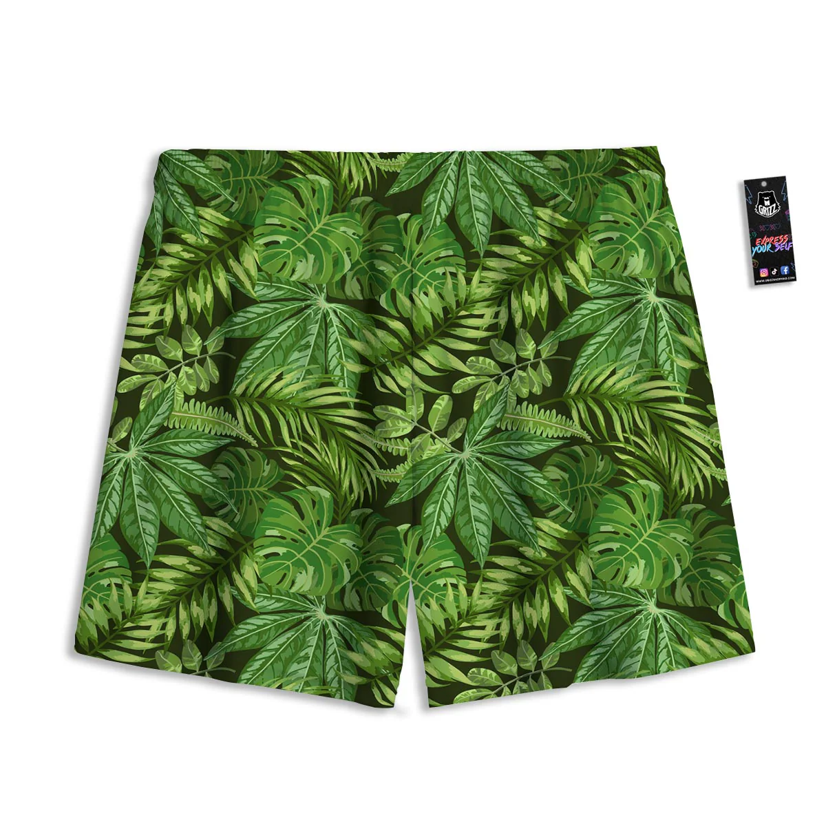Hawaiian Summer Leaves Print Pattern Mesh Shorts - Image 2