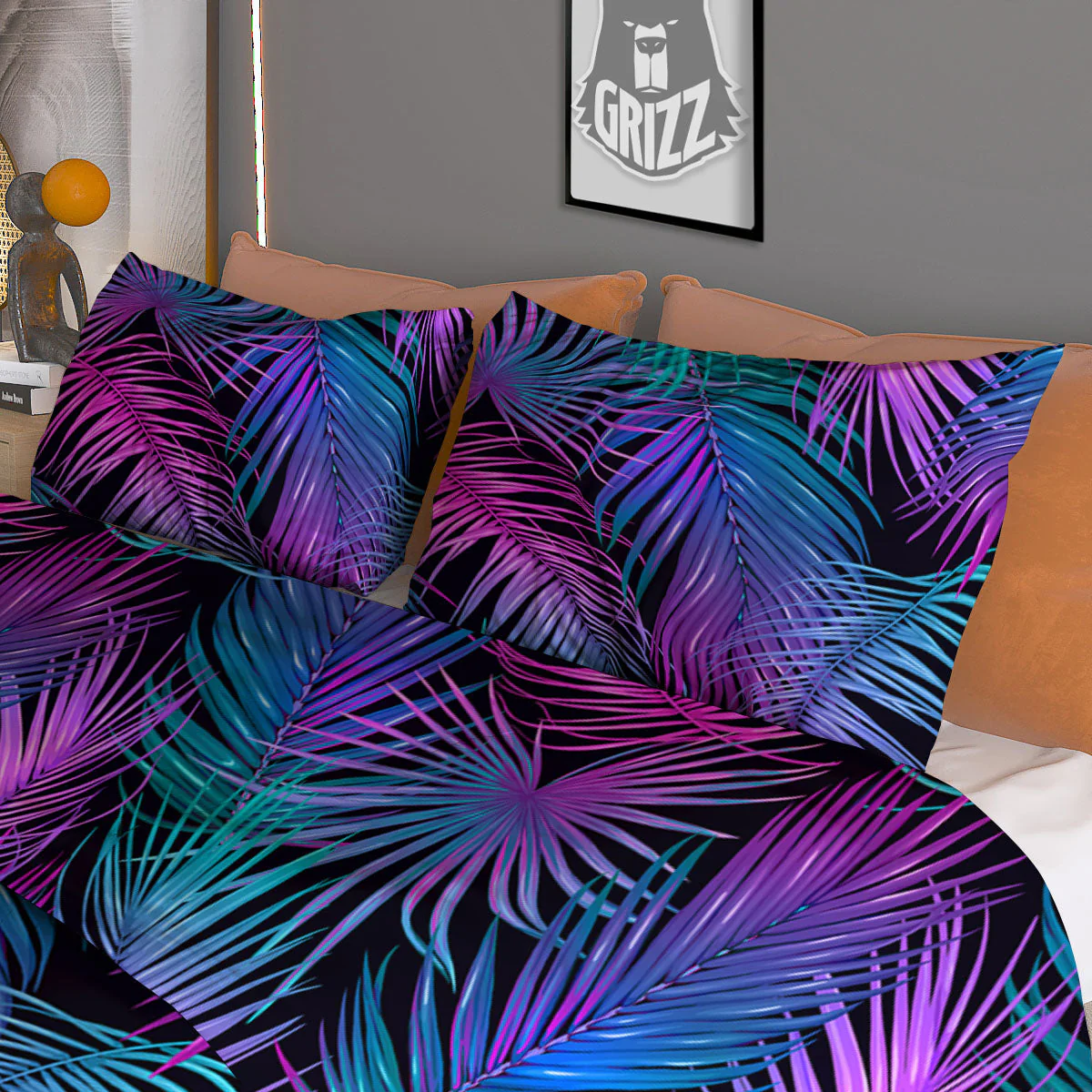 Hawaiian Tropical Purple Print Pattern Duvet Cover Bedding Set - Image 3
