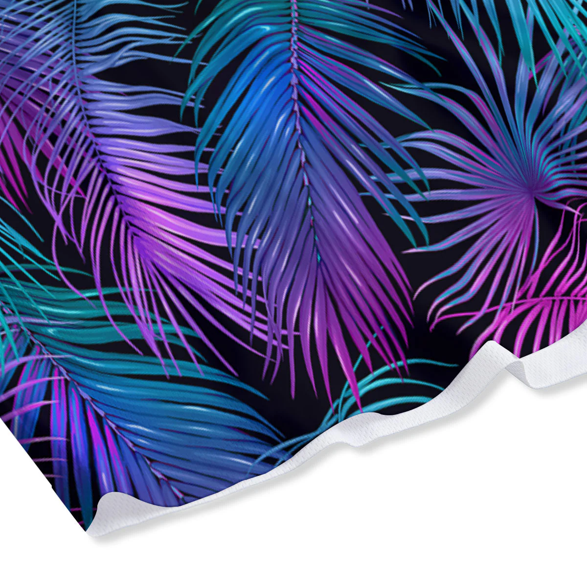 Hawaiian Tropical Purple Print Pattern Mesh Shorts - Image 4