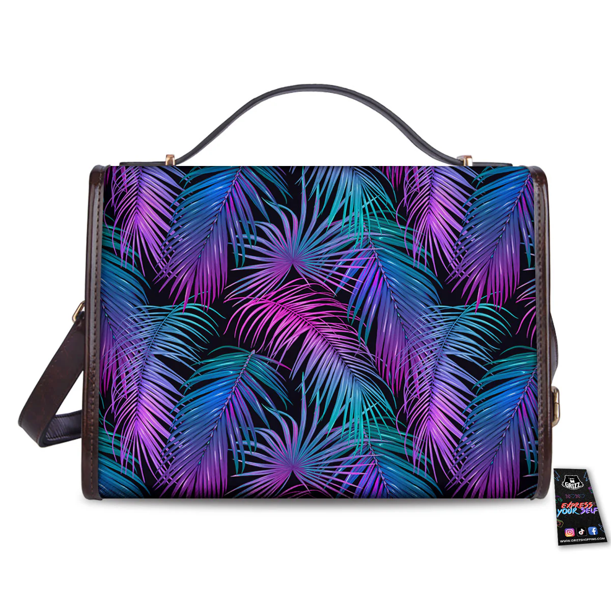 Hawaiian Tropical Purple Print Pattern Women's Satchel Bag - Image 2