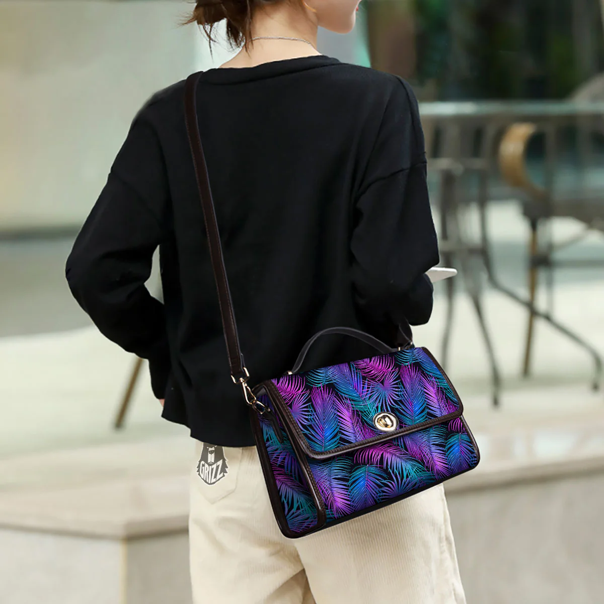 Hawaiian Tropical Purple Print Pattern Women's Satchel Bag - Image 3