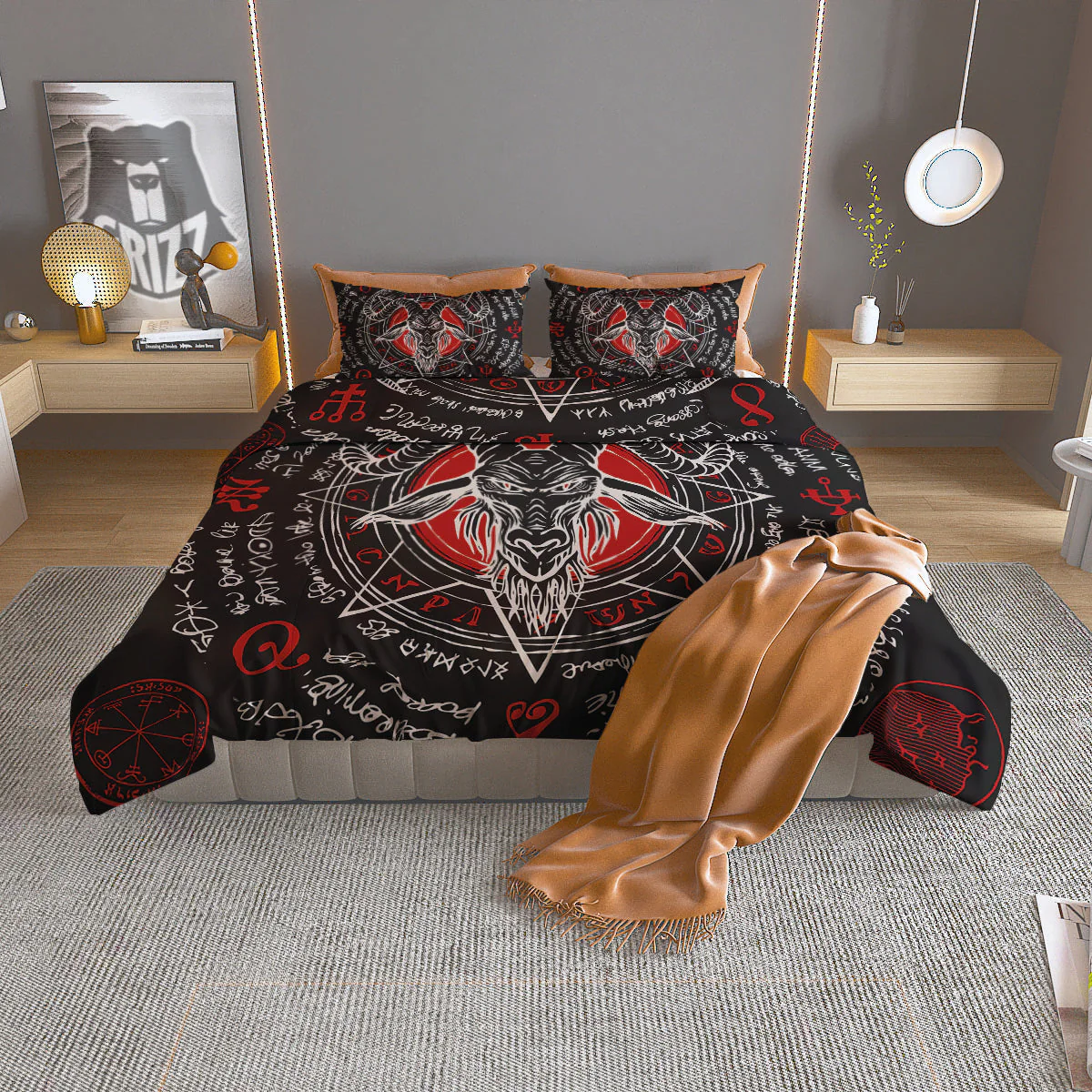 Head Of a Horned Goat Print Duvet Cover Bedding Set
