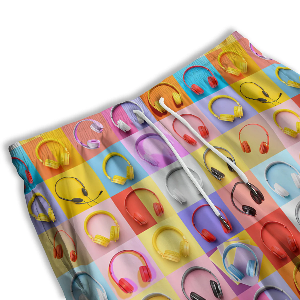 Headphones Pastel Print Pattern Men's Athletic Shorts - Image 3