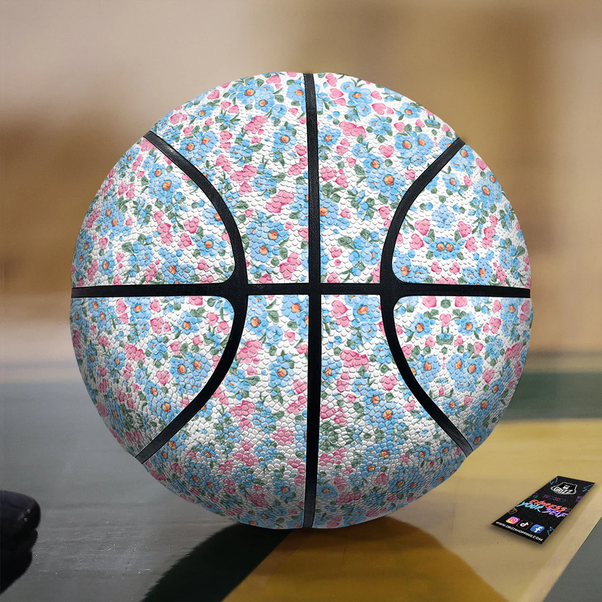 Heart And Flower Valentine's Day Print Pattern Basketball