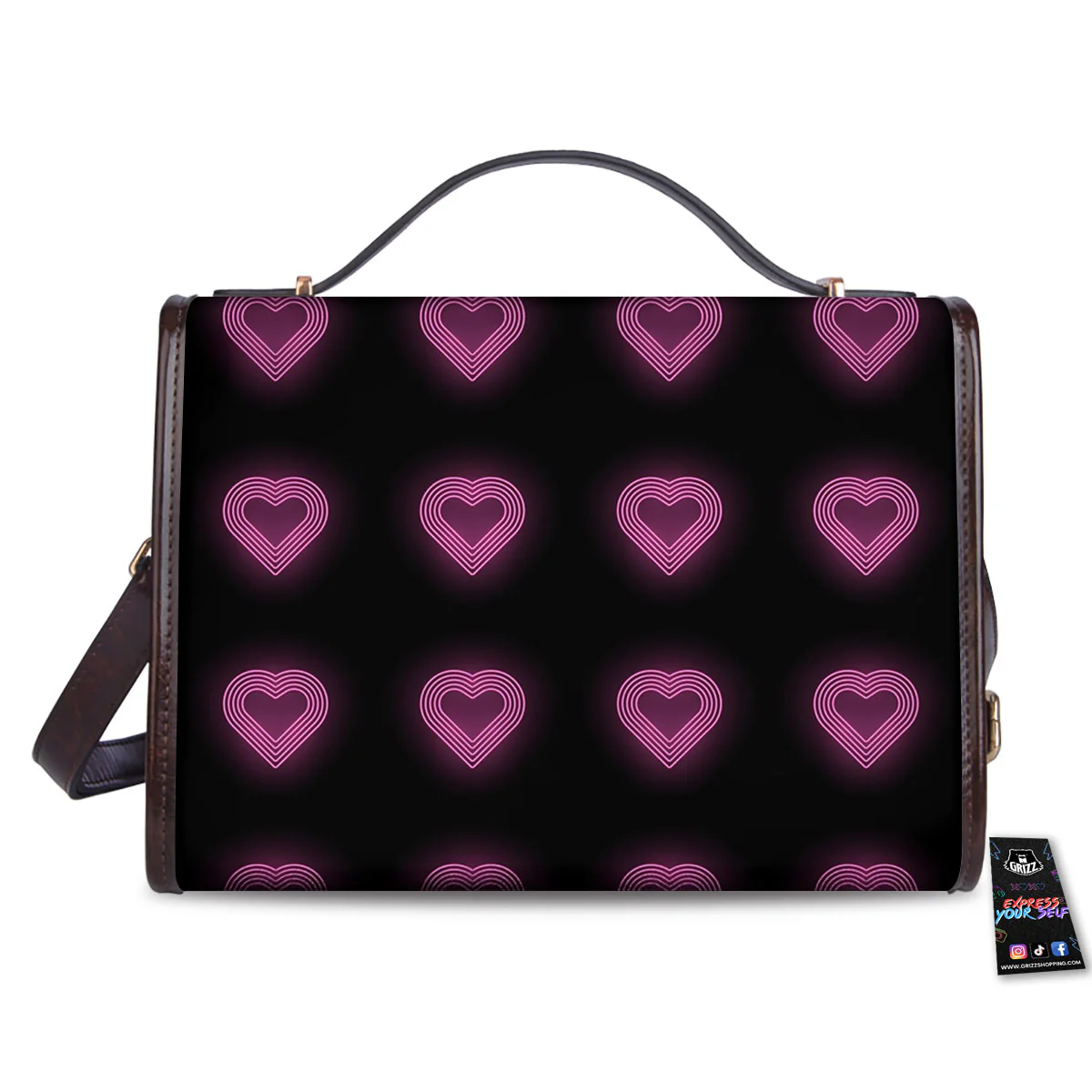 Heart Lights Print Pattern Women's Satchel Bag - Image 2