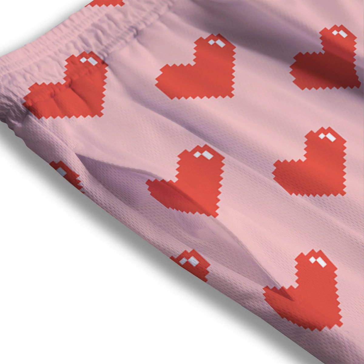 Heart Pixel Print Pattern Mesh Shorts - Image 3