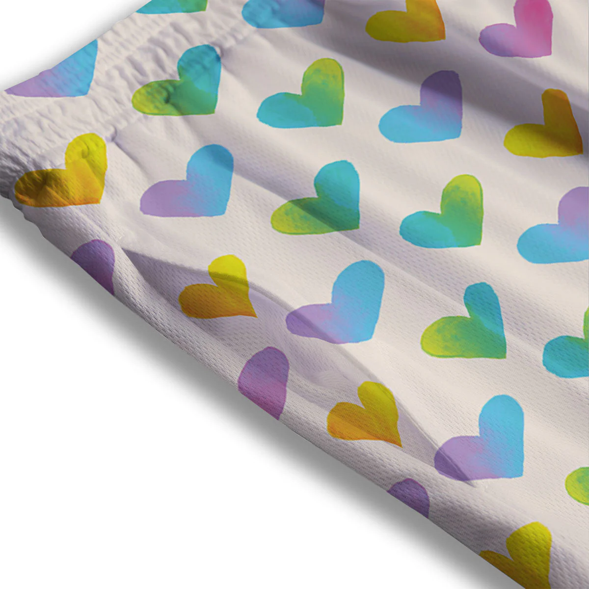 Heart Rainbow Print Pattern Mesh Shorts - Image 3