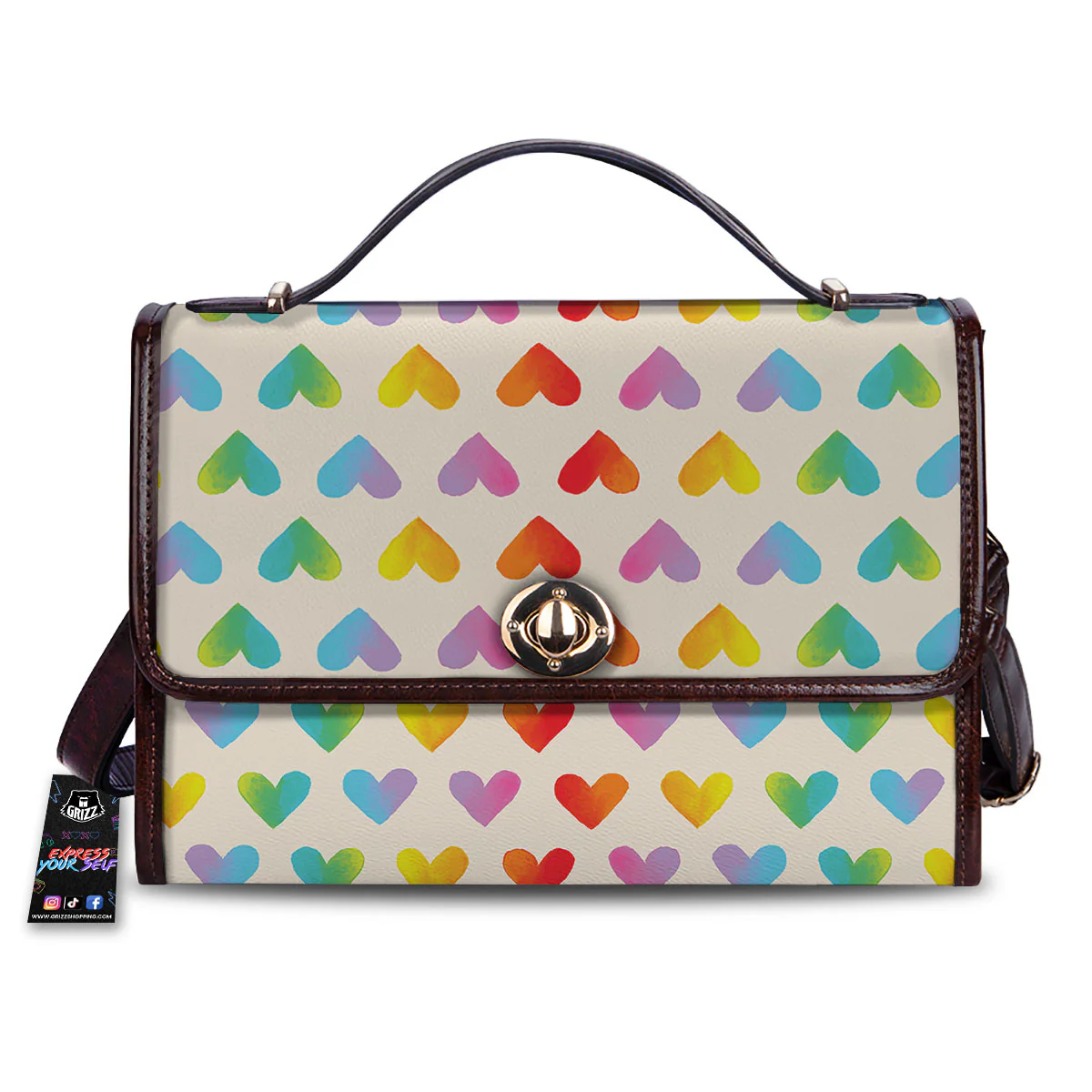 Heart Rainbow Print Pattern Women's Satchel Bag