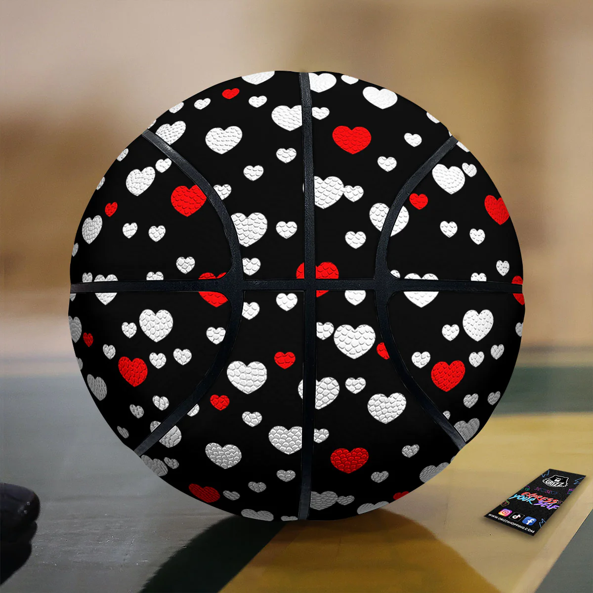 Heart White And Red Print Pattern Basketball