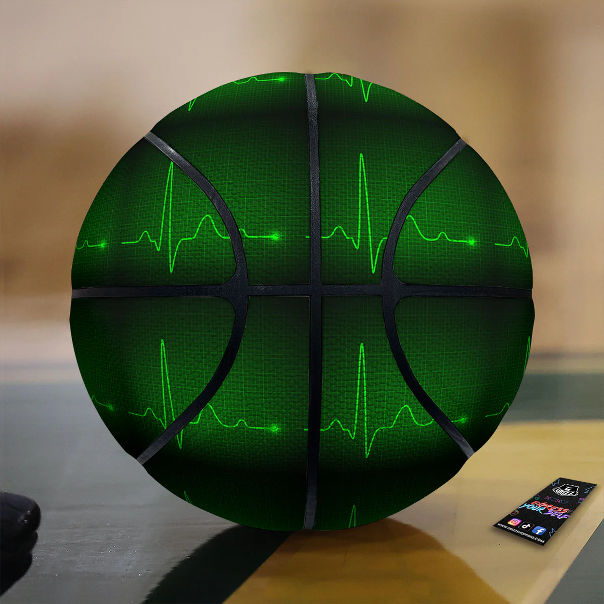 Heartbeat Green Print Pattern Basketball