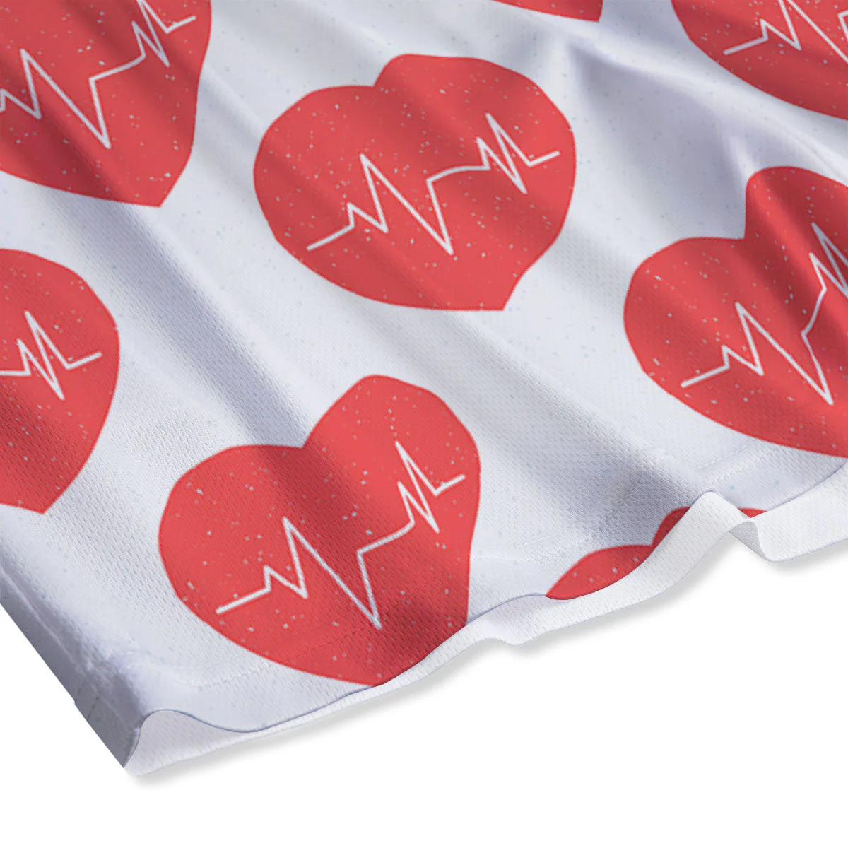 Heartbeat Red Print Pattern Mesh Shorts - Image 4