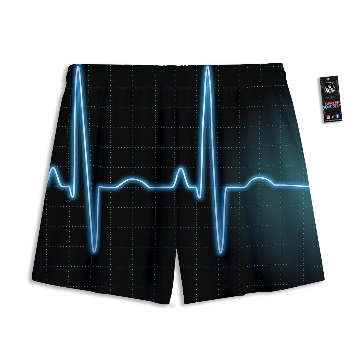 Heartbeat Teal Print Mesh Shorts - Image 2