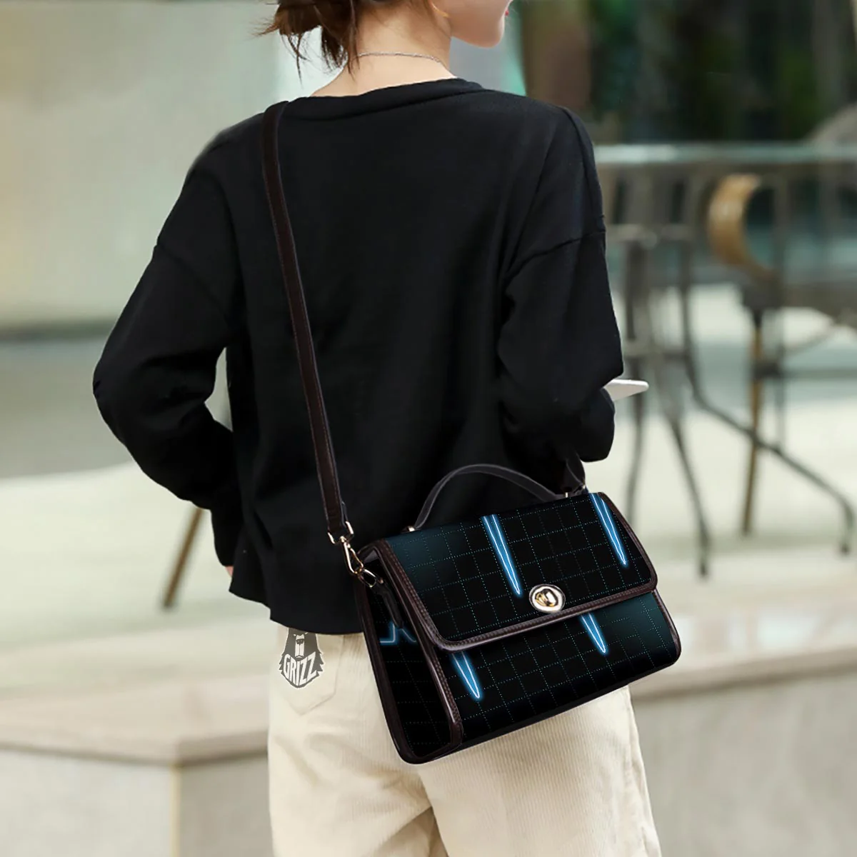 Heartbeat Teal Print Women's Satchel Bag - Image 3