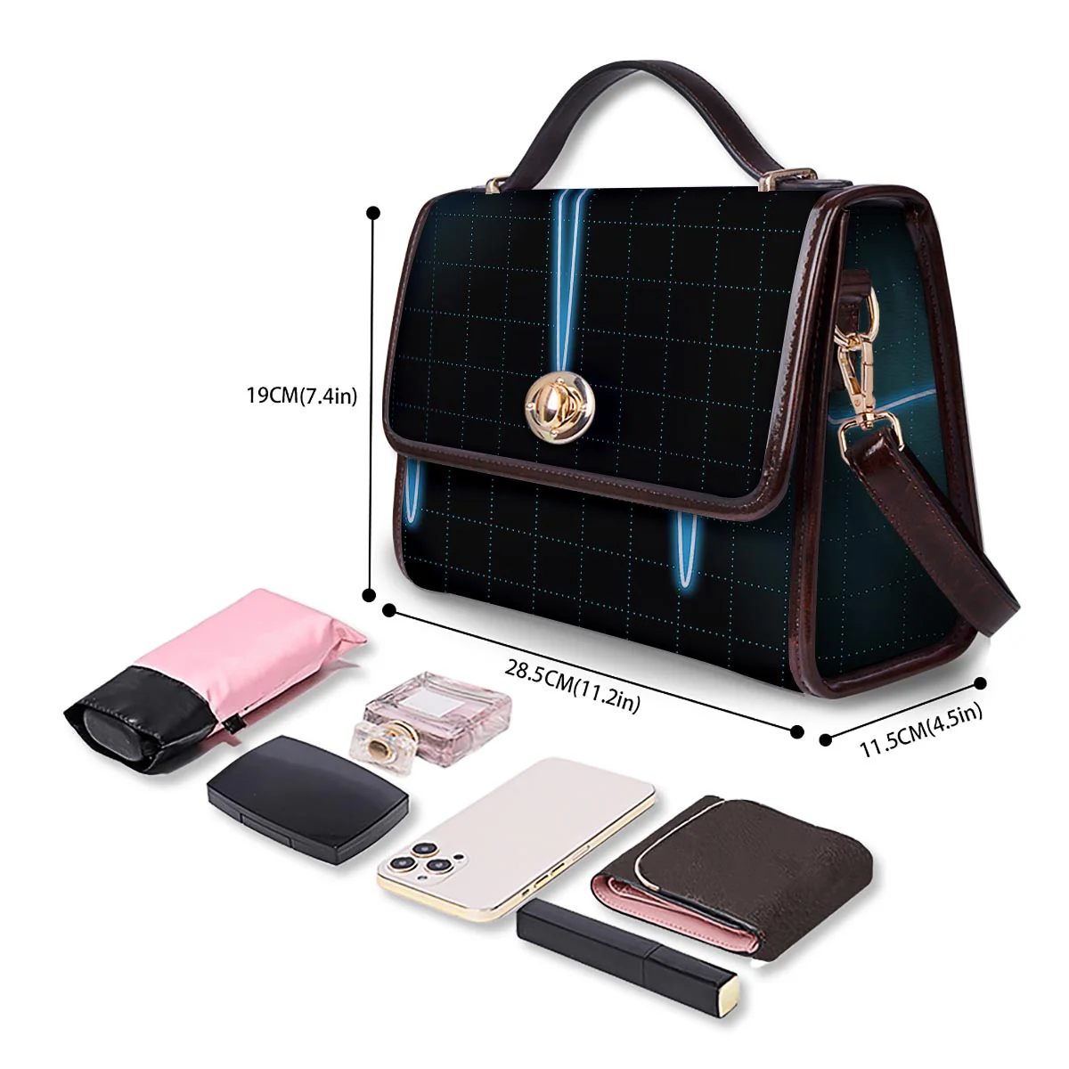 Heartbeat Teal Print Women's Satchel Bag - Image 4