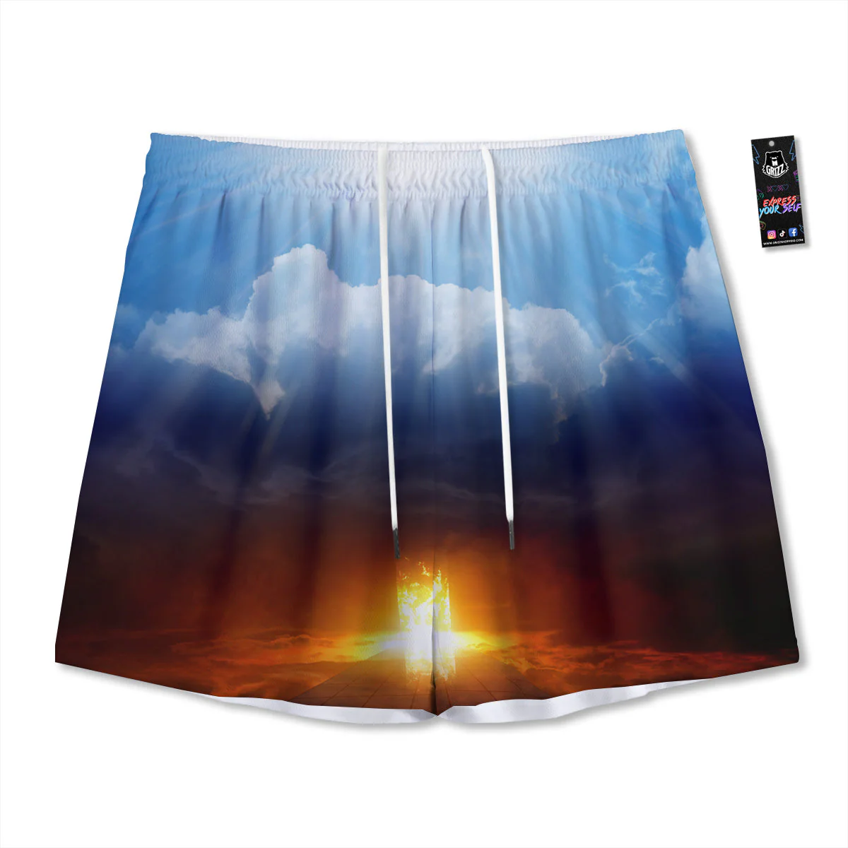 Heaven And Hell Print Mesh Shorts