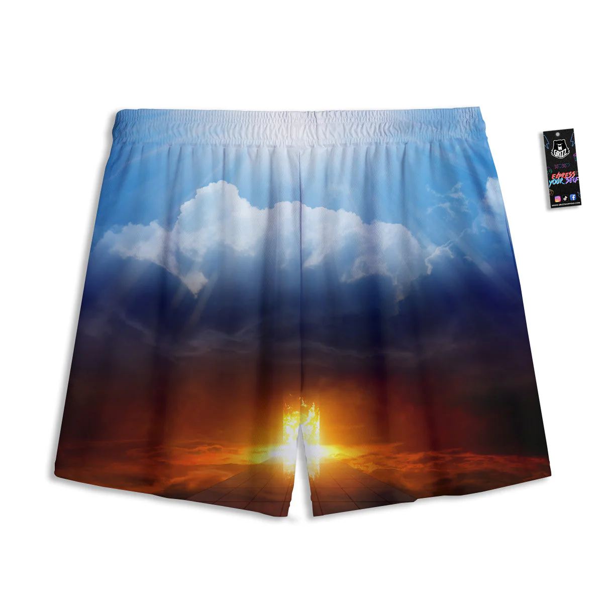 Heaven And Hell Print Mesh Shorts - Image 2