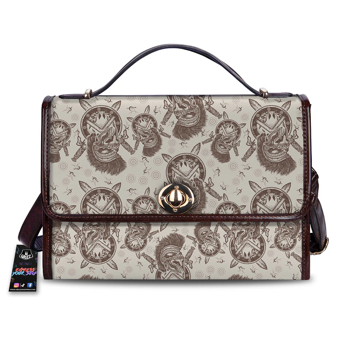 Helmet Spartan Warrior Print Pattern Women's Satchel Bag