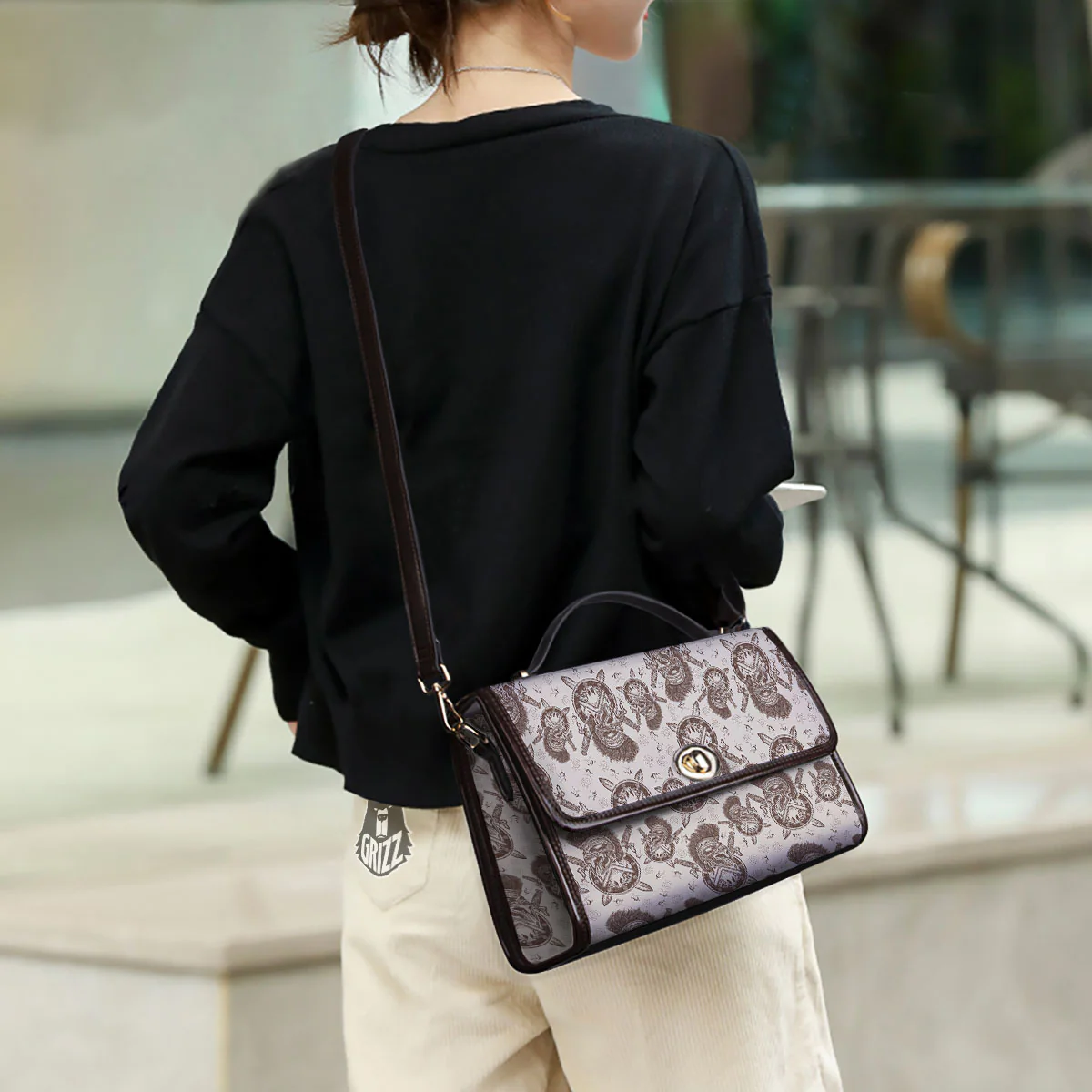 Helmet Spartan Warrior Print Pattern Women's Satchel Bag - Image 3
