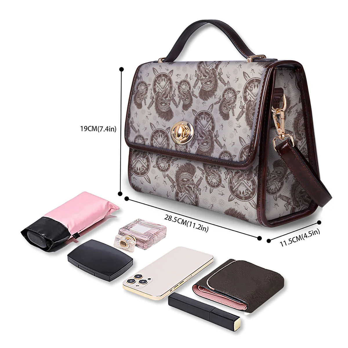 Helmet Spartan Warrior Print Pattern Women's Satchel Bag - Image 4