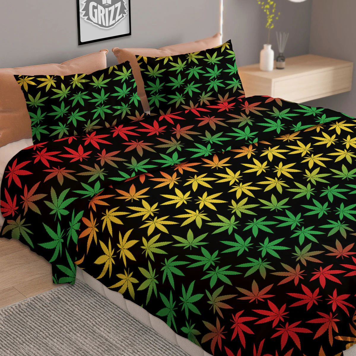 Hemp Rastafarian Print Pattern Duvet Cover Bedding Set - Image 2
