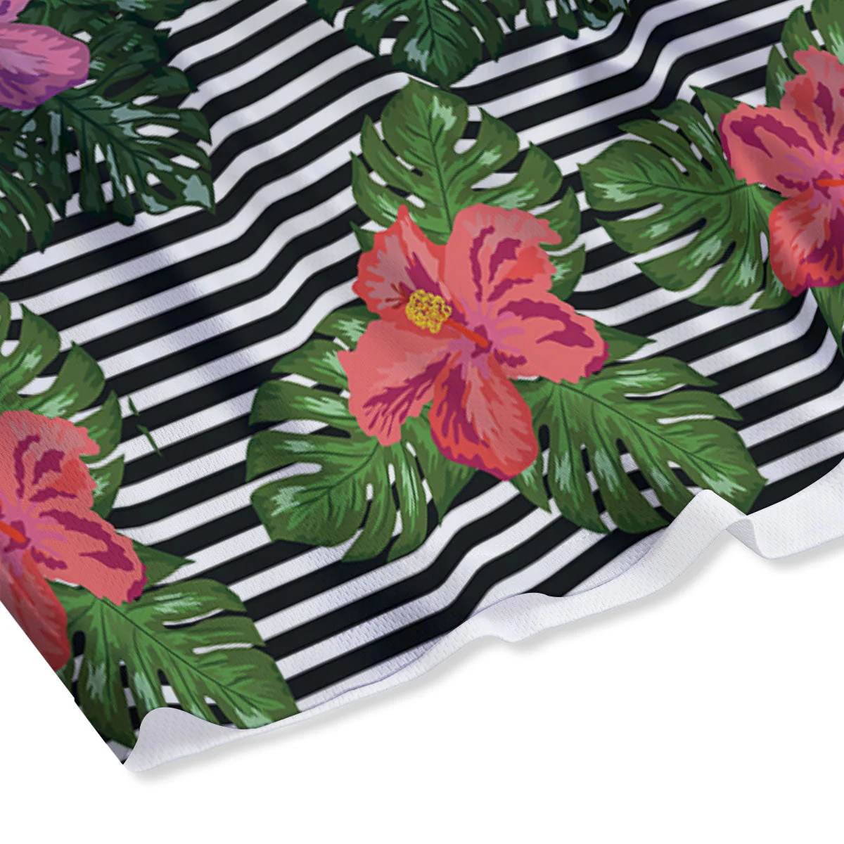 Hibiscus Striped Pink Print Pattern Mesh Shorts - Image 4