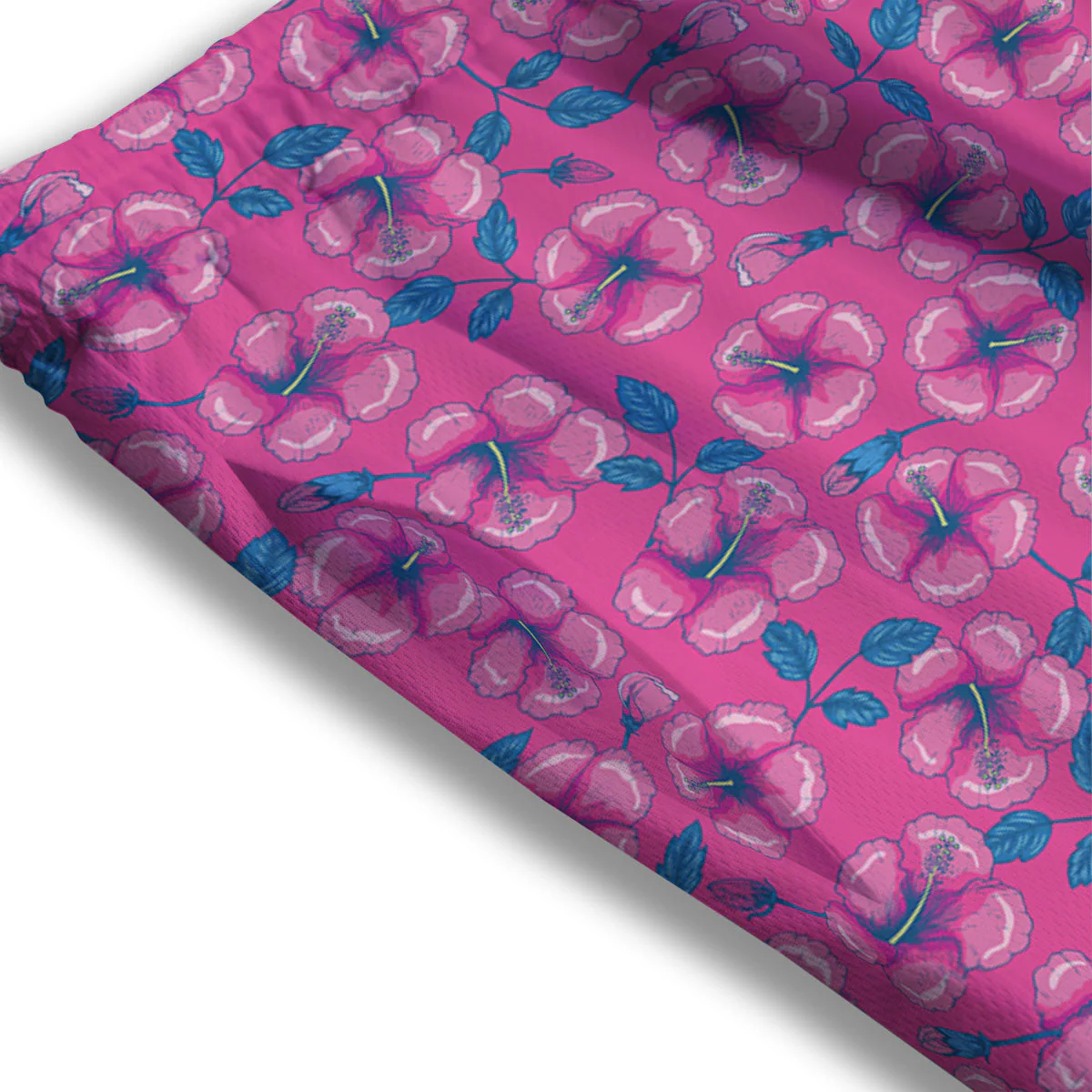 Hibiscus Tropical Hot Pink Print Pattern Mesh Shorts - Image 3
