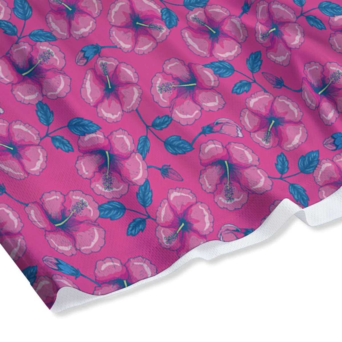 Hibiscus Tropical Hot Pink Print Pattern Mesh Shorts - Image 4