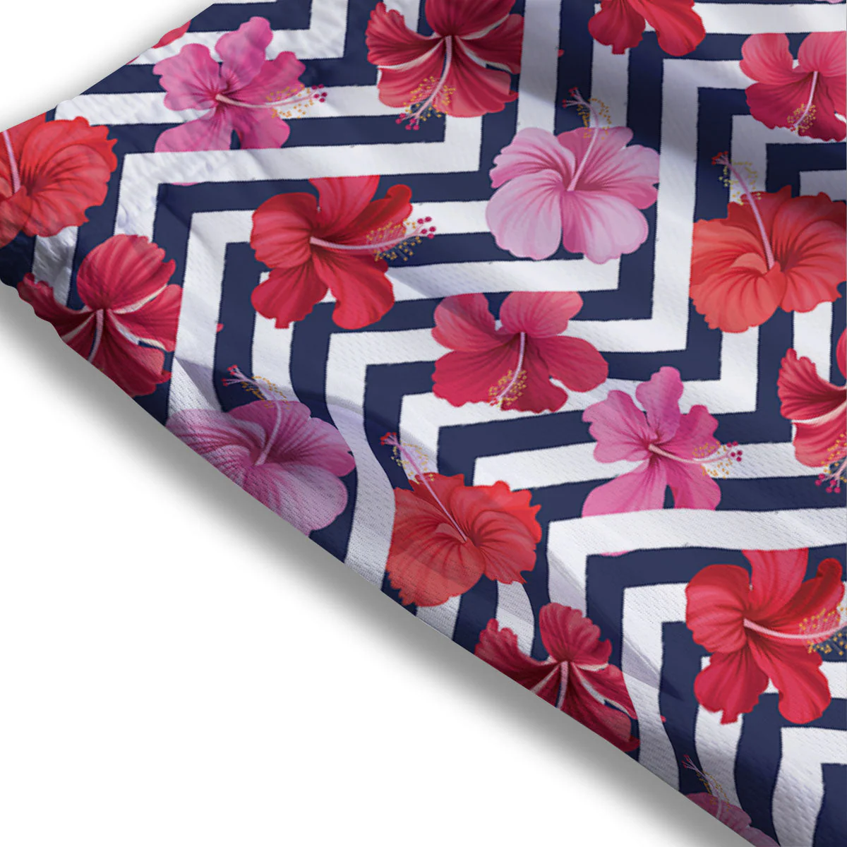 Hibiscus Zigzag Pink Print Pattern Mesh Shorts - Image 3
