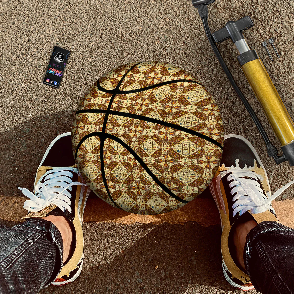 Hieroglyphs Egyptian Print Pattern Basketball - Image 2
