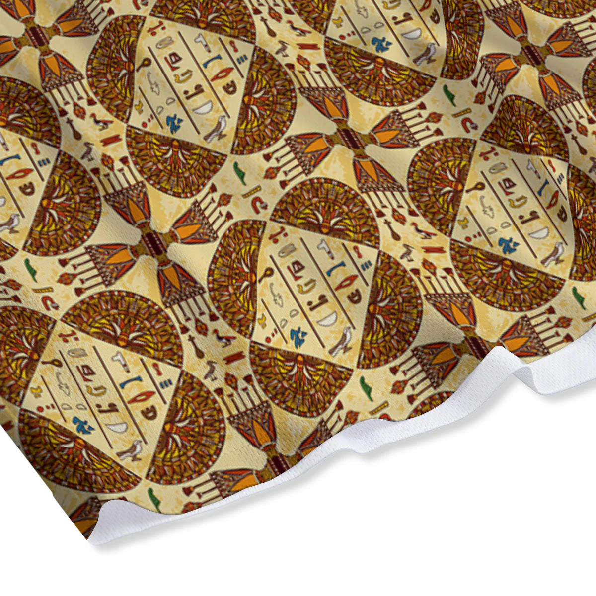 Hieroglyphs Egyptian Print Pattern Mesh Shorts - Image 4