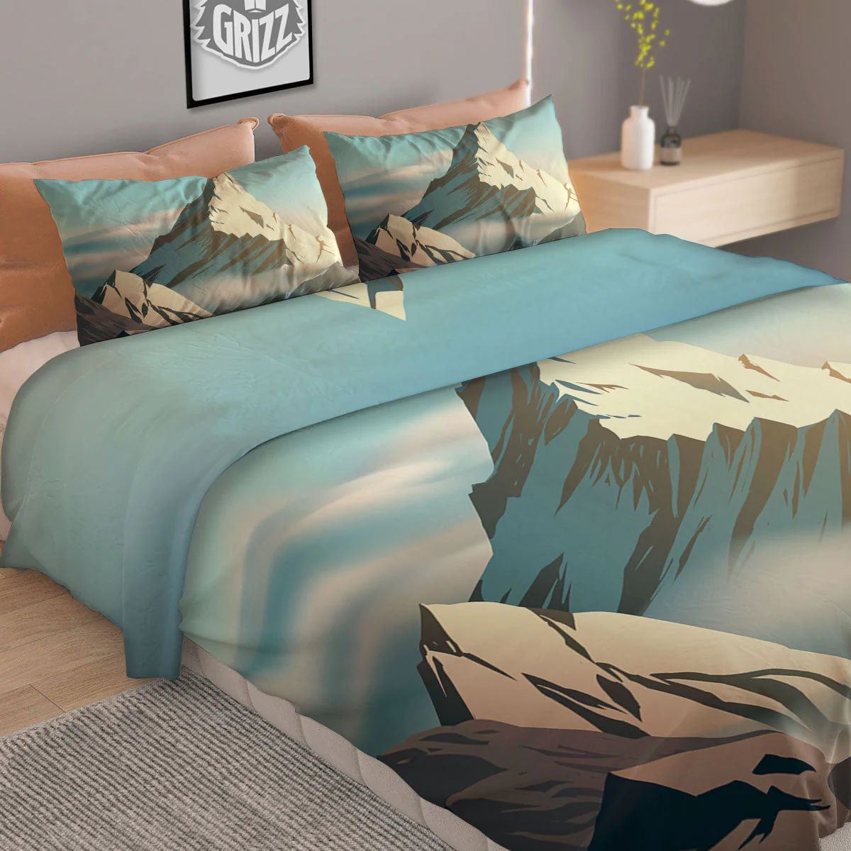 High Mountain Print Duvet Cover Bedding Set - Image 2