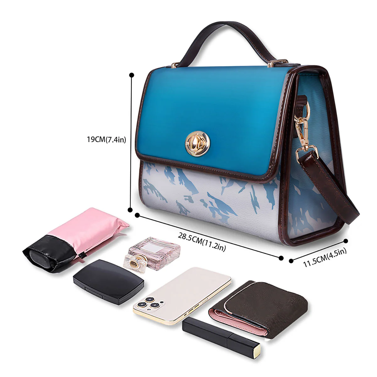 Himalaya Mountain Print Women's Satchel Bag - Image 4