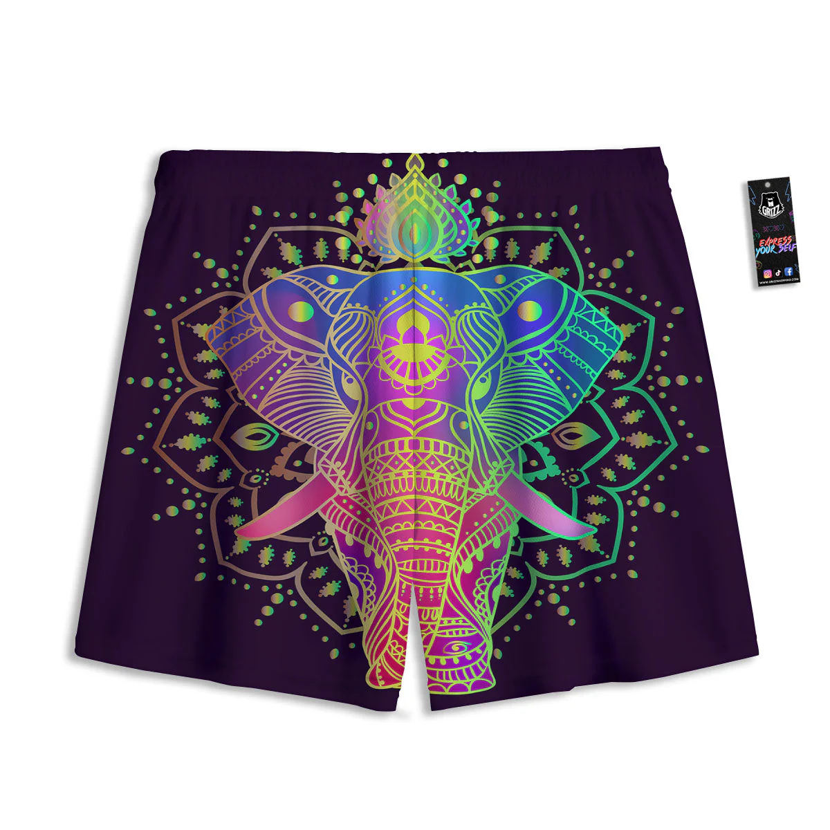 Hippie Elephant Indian Boho Print Mesh Shorts - Image 2