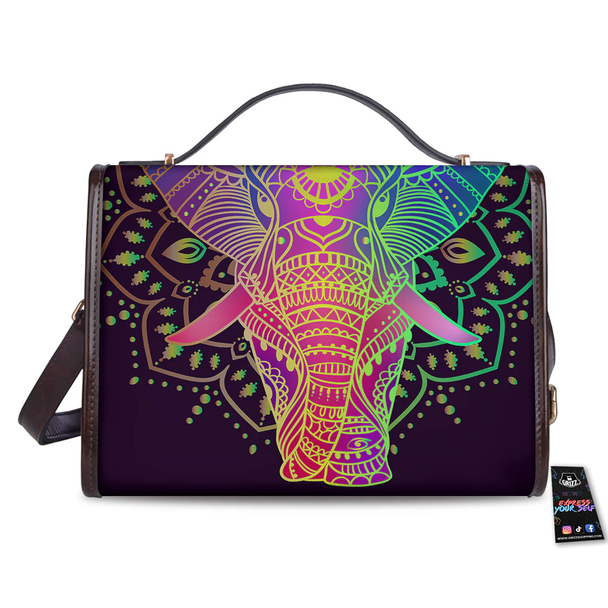 Hippie Elephant Indian Boho Print Women's Satchel Bag - Image 2
