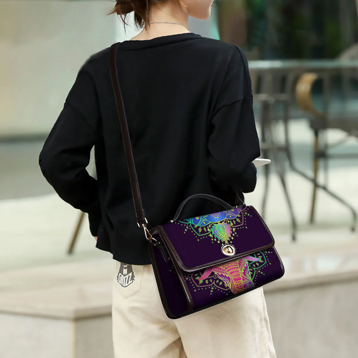 Hippie Elephant Indian Boho Print Women's Satchel Bag - Image 3