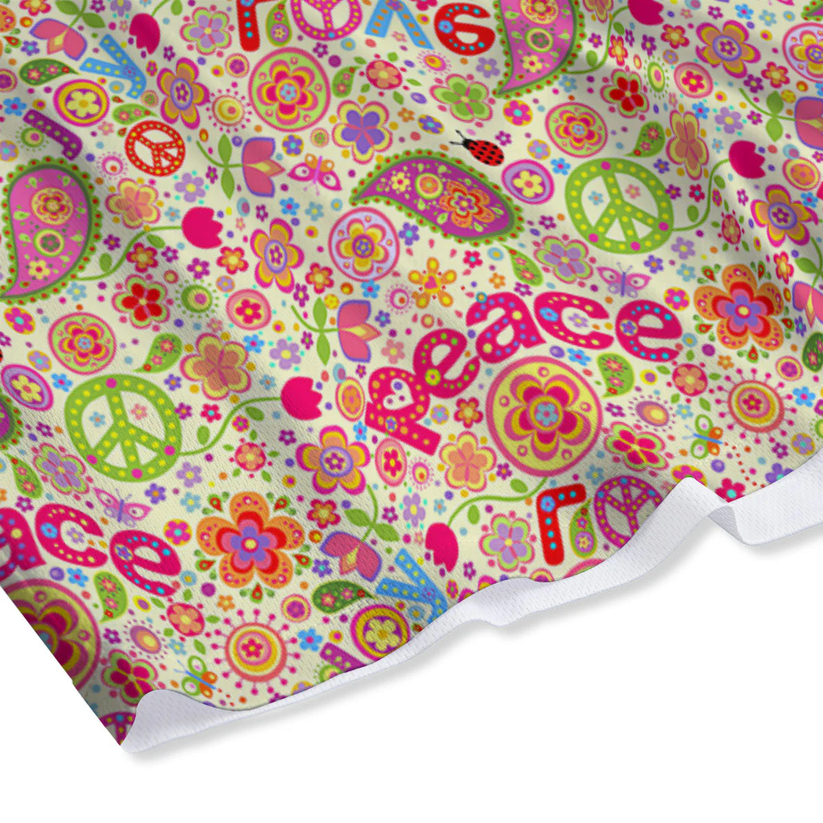 Hippie Peace Groovy Print Pattern Mesh Shorts - Image 4