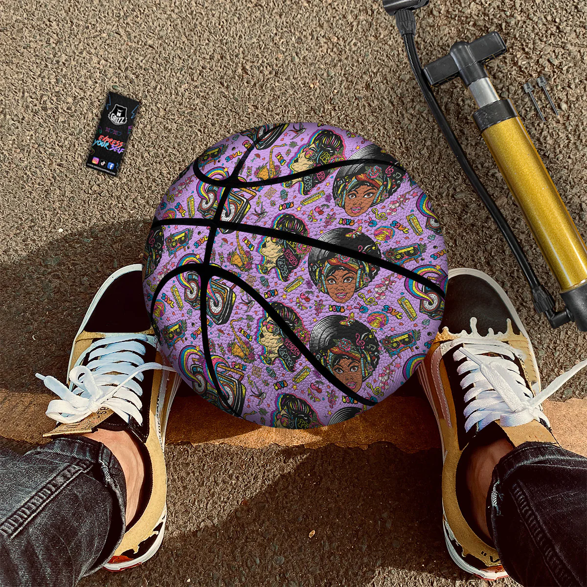 Hippie Retro Funky Women Print Pattern Basketball - Image 2