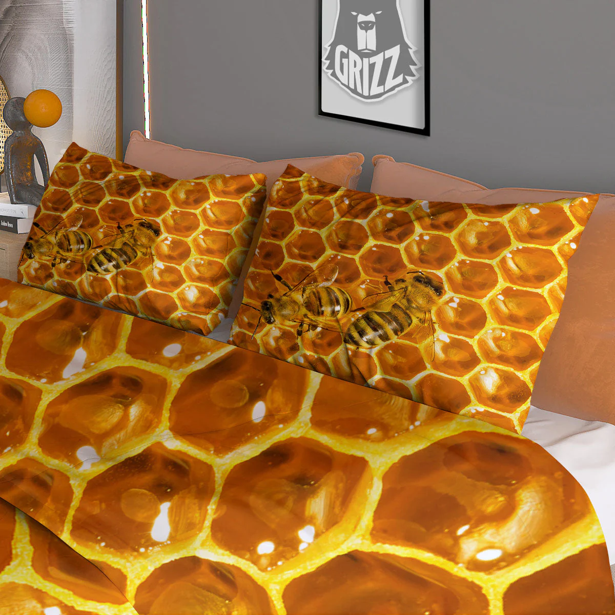 Hive Honey Bee Print Duvet Cover Bedding Set - Image 3