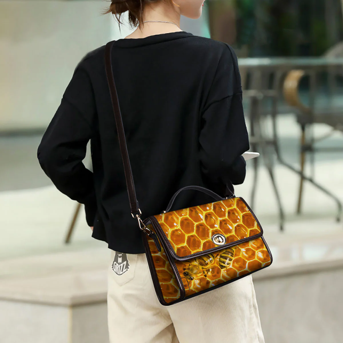 Hive Honey Bee Print Women's Satchel Bag - Image 3