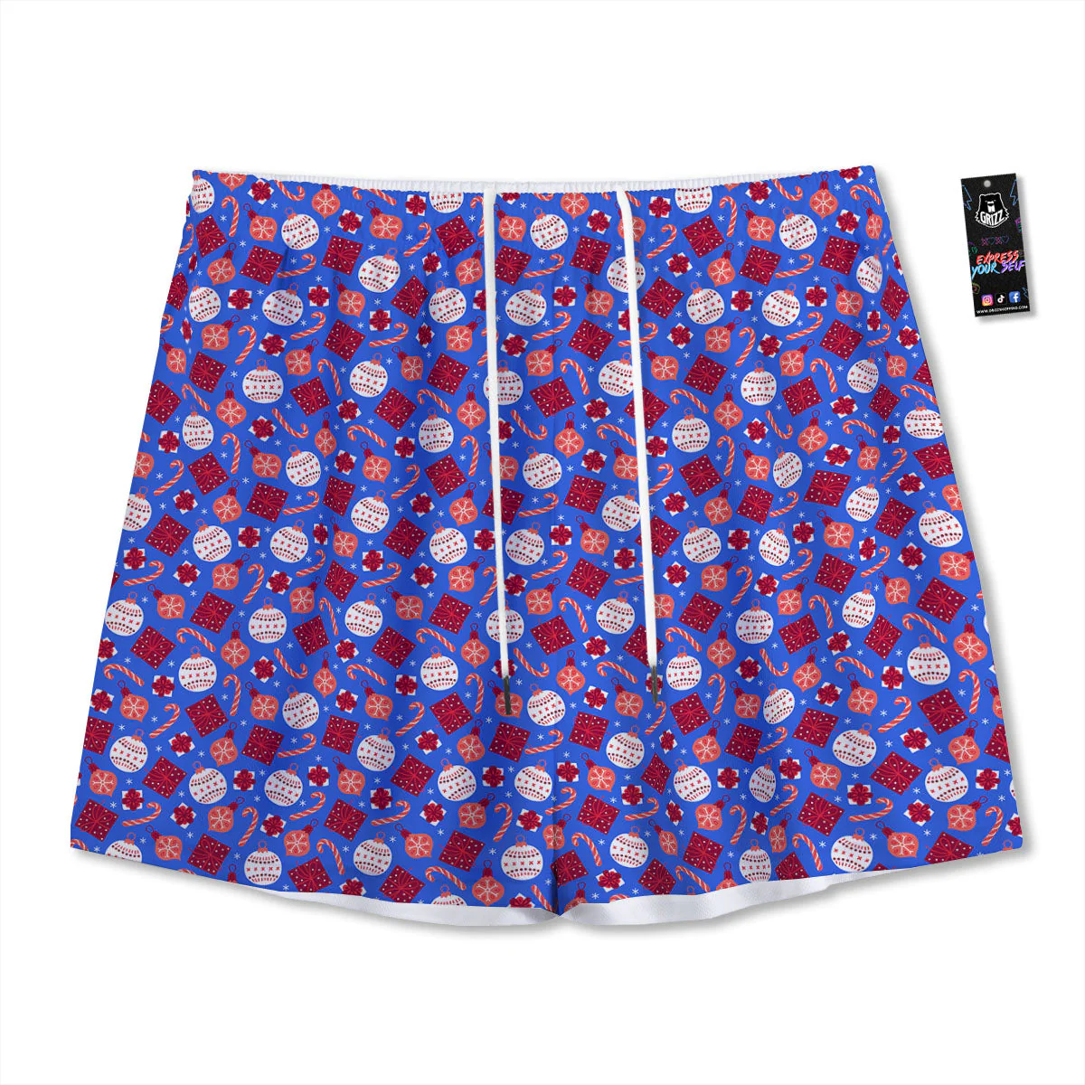 Holiday Elements Christmas Print Pattern Mesh Shorts