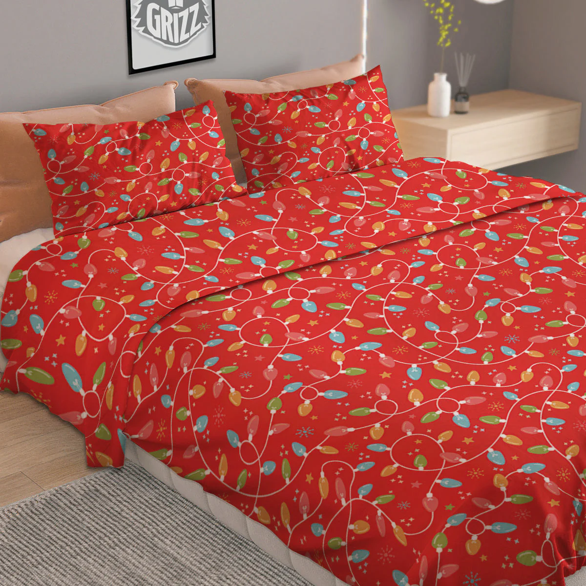 Holiday Lights Christmas Print Duvet Cover Bedding Set - Image 2