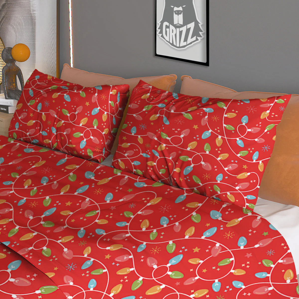 Holiday Lights Christmas Print Duvet Cover Bedding Set - Image 3