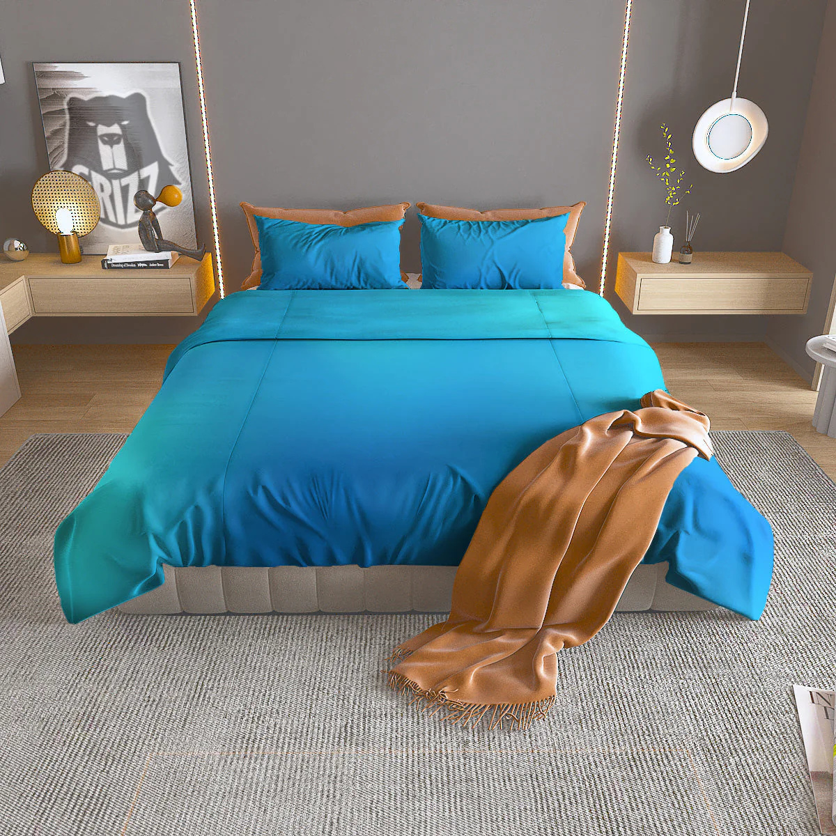 Holographic Blue Print Duvet Cover Bedding Set