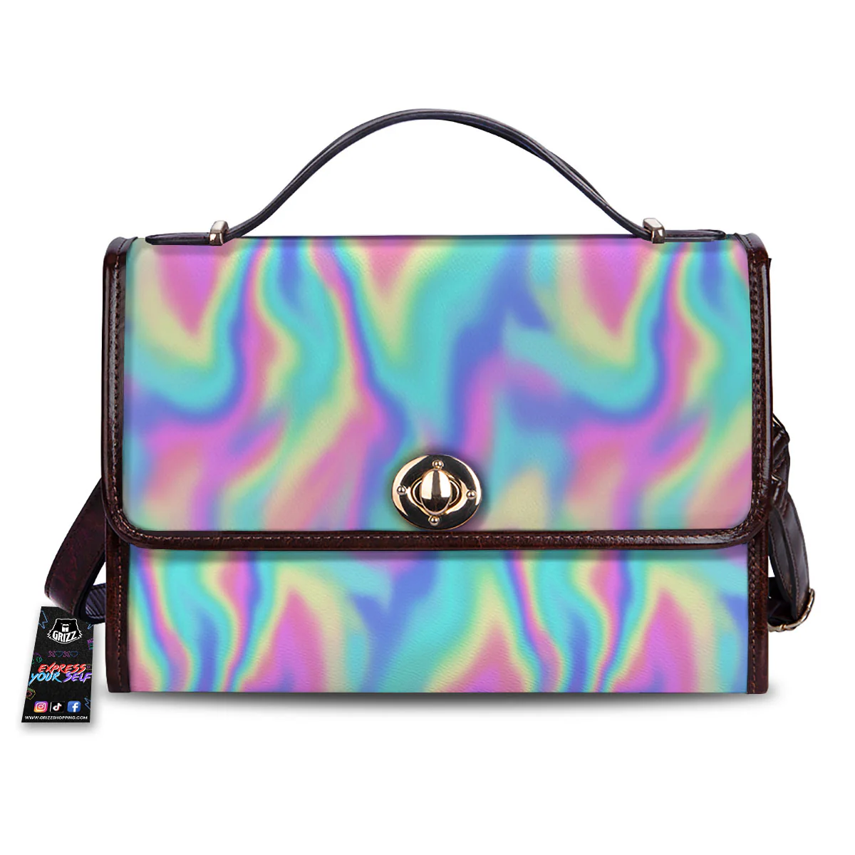 Holographic Rainbow Print Pattern Women's Satchel Bag